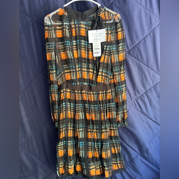 Prada Dresses & Skirts - Prada Black Dress with Orange and Blue Plaid